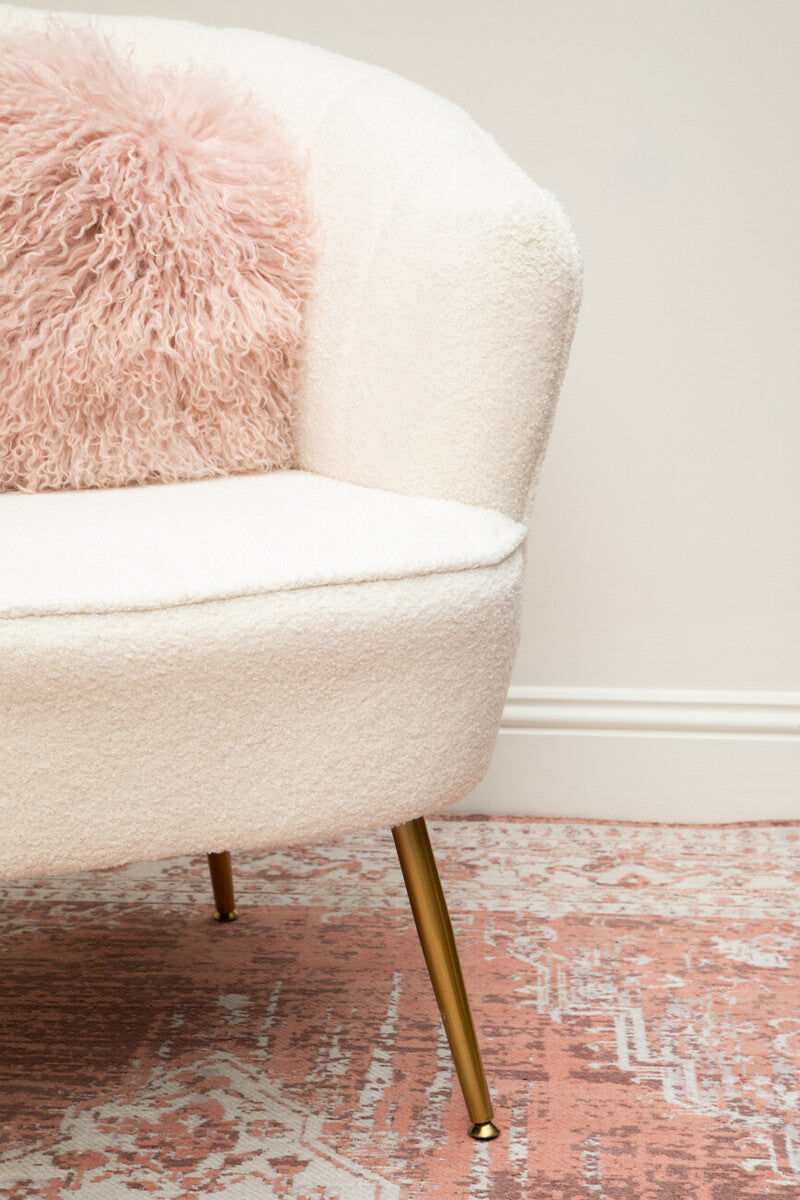 Bosie Real Fur Pink Round Cushion | Mongolian