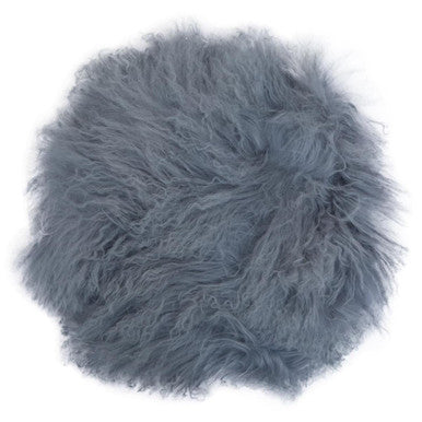 Bosie Real Mongolian Fur Grey Round Cushion