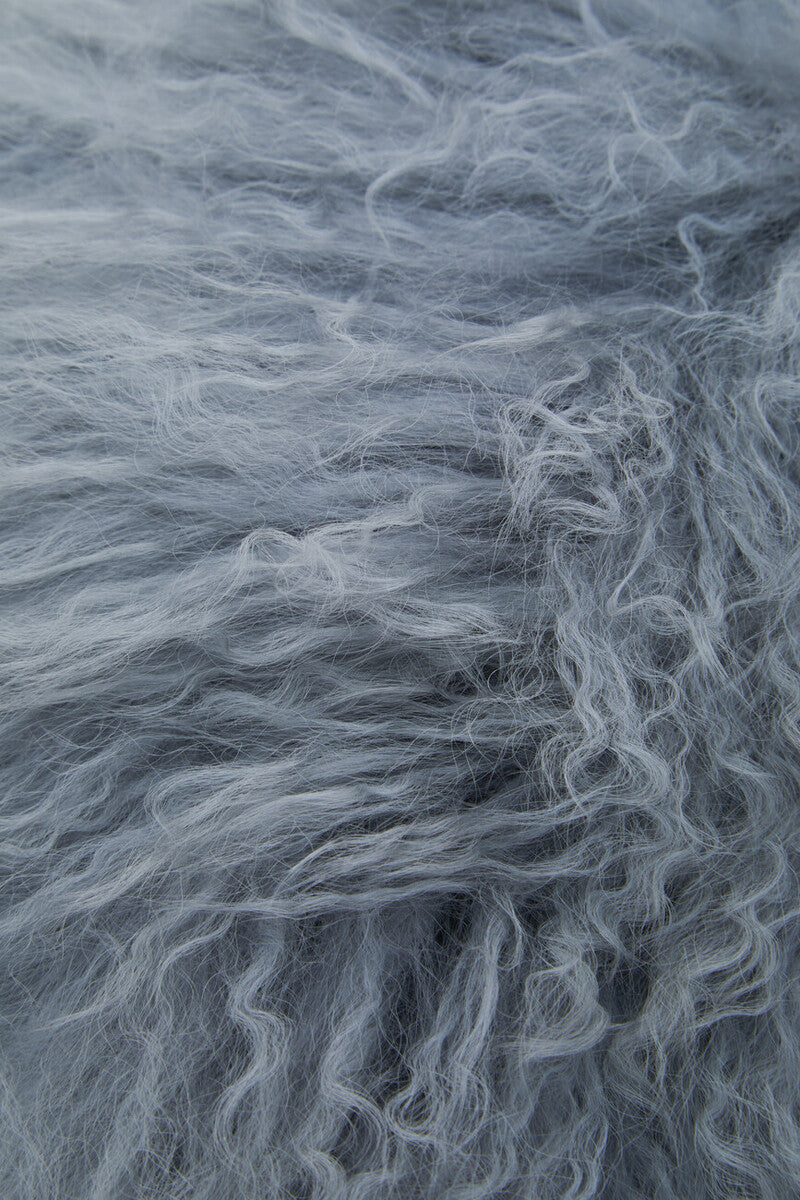 Bosie Real Fur Grey Round Cushion | Mongolian
