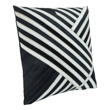Bosie Black and White Hair on Leather Cushion | Safira