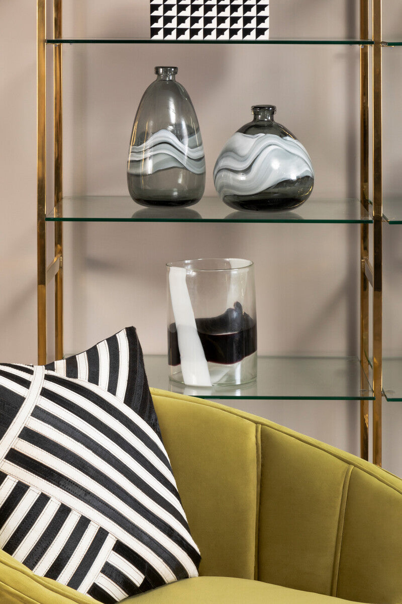 Bosie Black and White Hair on Leather Cushion | Safira
