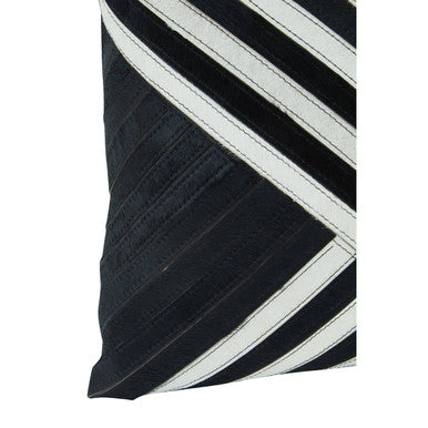 Bosie Black and White Hair on Leather Cushion | Safira