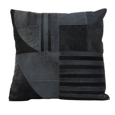 Bosie Black and Grey Hair on Leather Cushion | Safira