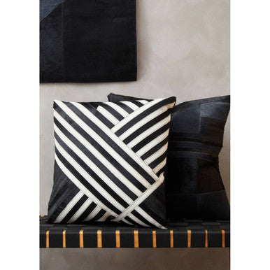 Bosie Black and Grey Hair on Leather Cushion | Safira