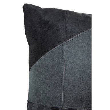 Bosie Black and Grey Hair on Leather Cushion | Safira