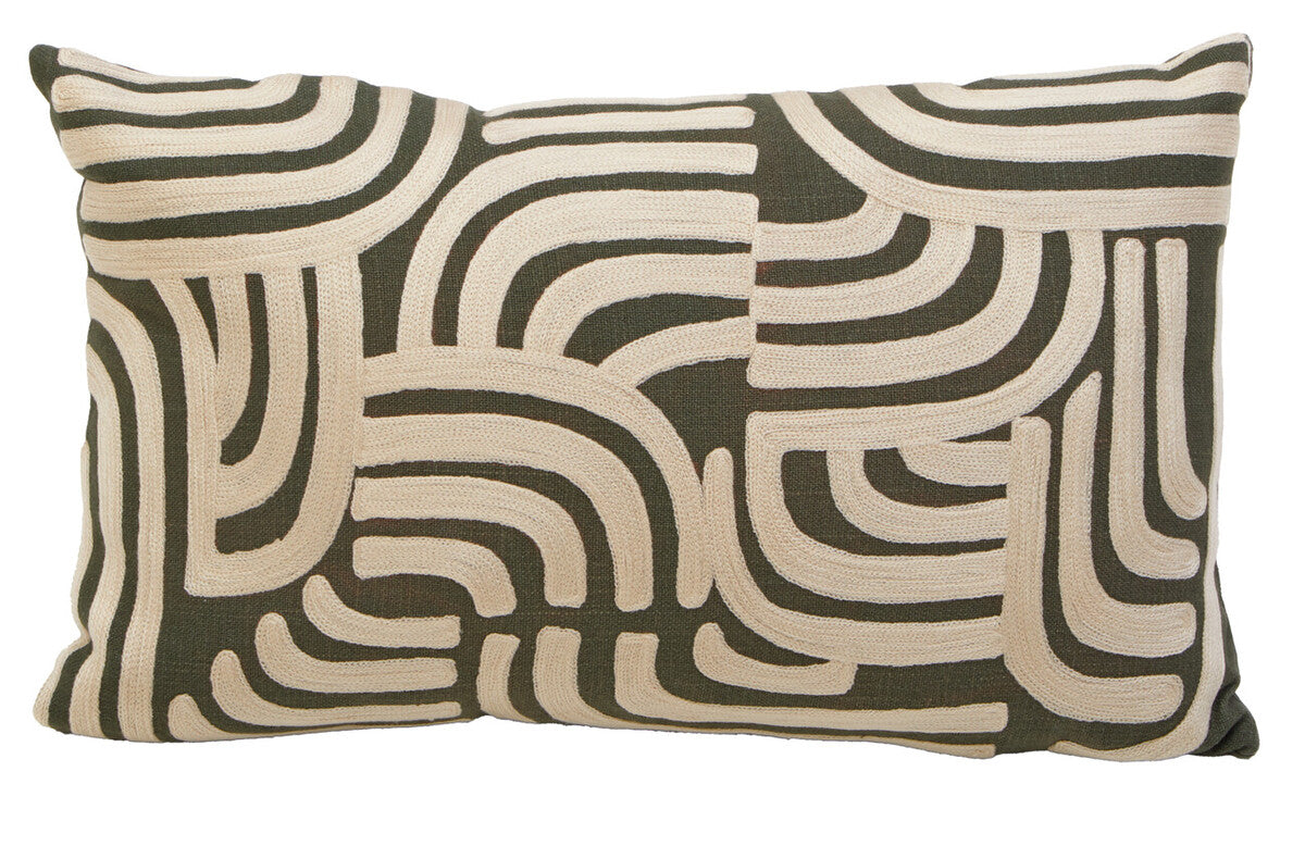 Natural and Green Rectangular Cushion | Bosie Ozella