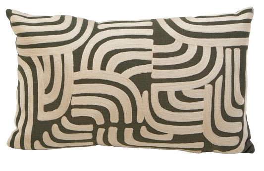 Natural and Green Rectangular Cushion | Bosie Ozella