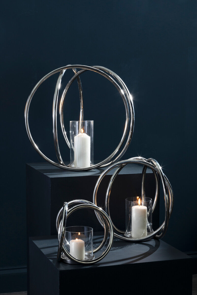 Aura Large Silver Finish Candle Holder