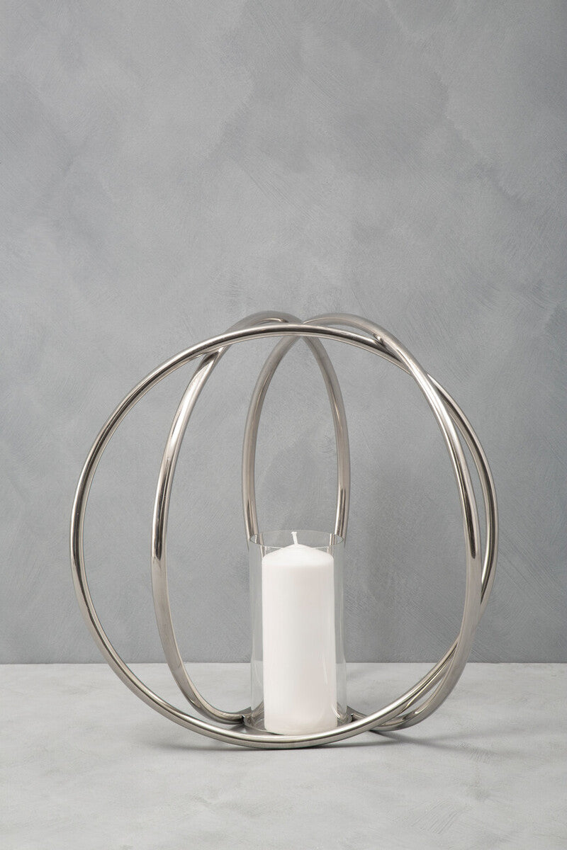 Large Silver Finish Candle Holder | Aura