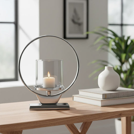 Small Silver Finish Candle Holder | Cirqua