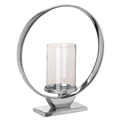 Medium Silver Finish Candle Holder | Cirqua