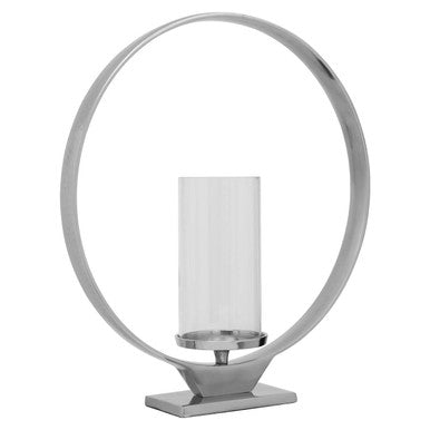Large Silver Finish Candle Holder | Cirqua
