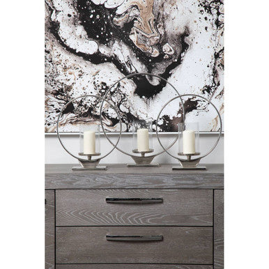 Large Silver Finish Candle Holder | Cirqua