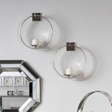 Cirqua Silver Finish Wall Sconce Candle Holder
