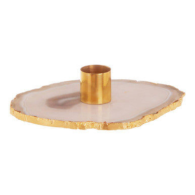 Bowerbird Agata Grey Agate Candle Holder