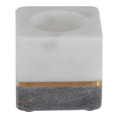 Kira White And Grey Marble Tealight Holder