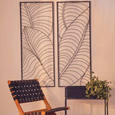 Trento Small Black Leaf Design Wall Art
