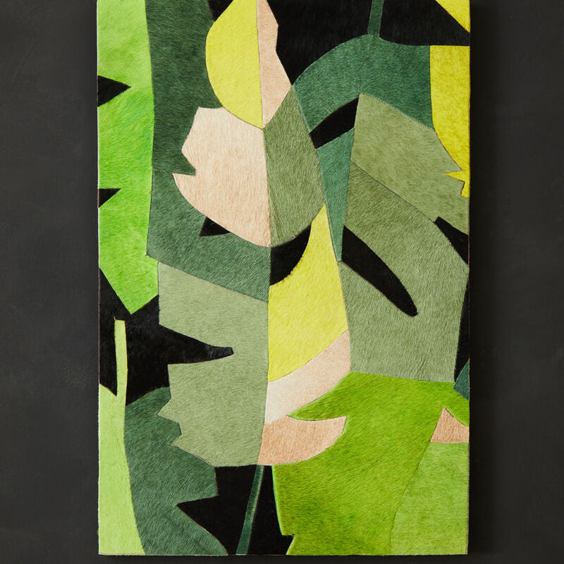 Safira Botanical Hair on Leather Patchwork Wall Art