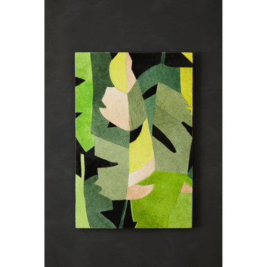 Safira Botanical Hair on Leather Patchwork Wall Art