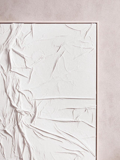 Astratto Canvas White Pleated Fabric Hand Painted Wall Art