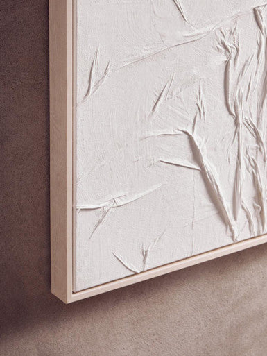 Astratto Canvas White Pleated Fabric Hand Painted Wall Art