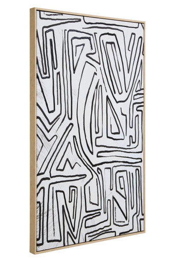 Astratto Abstract Black and Cream Textured Wall Art