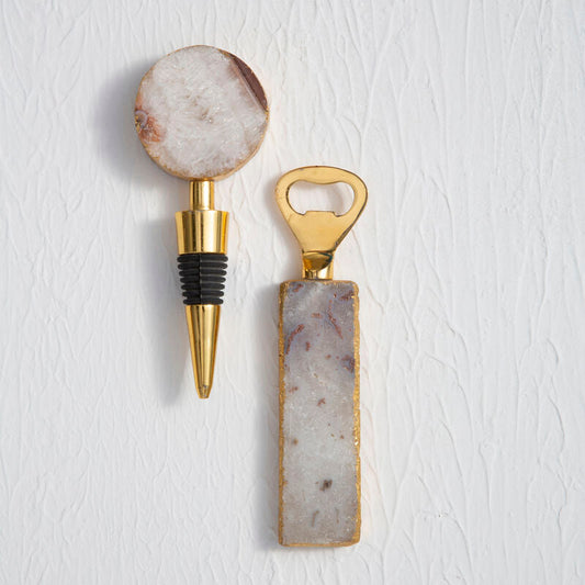 Bowerbird Agata Grey Bottle Opener And Stopper Set