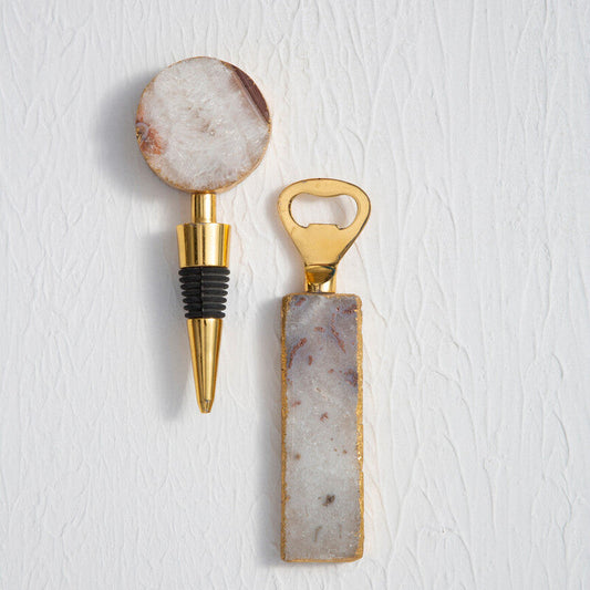 Bowerbird Agata Grey Bottle Opener And Stopper Set