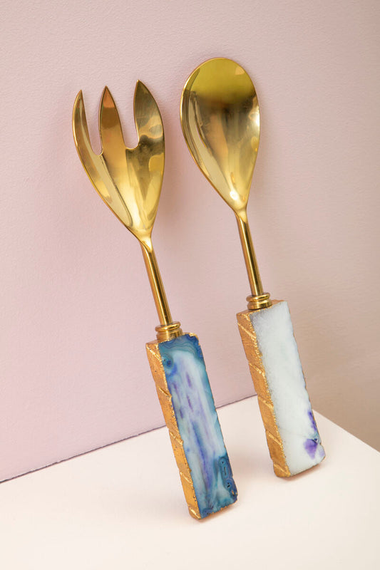 Bowerbird Agata Blue Warm Metallic Serving Set