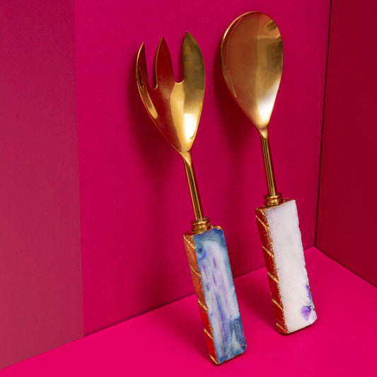 Blue Warm Metallic Serving Set | Bowerbird Agata