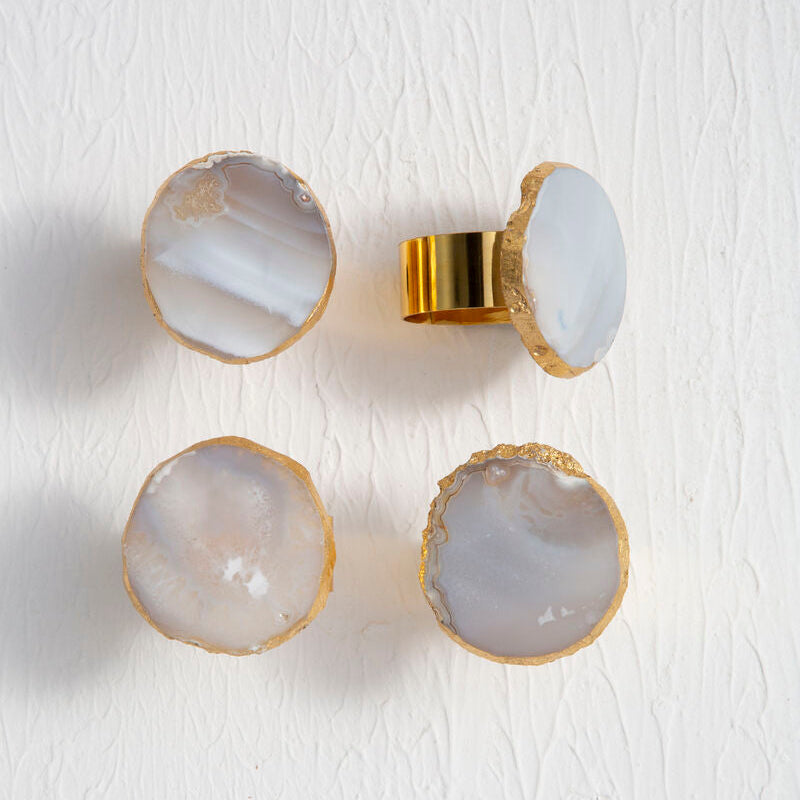 Bowerbird Agata Grey And Gold Napkin Rings