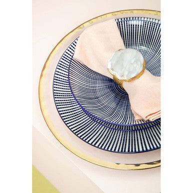 Bowerbird Agata Grey And Gold Napkin Rings