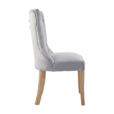 Grey Velvet Buttoned Dining Chair | Kensington Townhouse