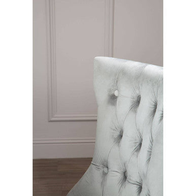 Grey Velvet Buttoned Dining Chair | Kensington Townhouse