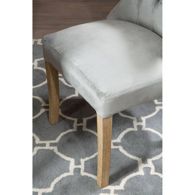 Grey Velvet Buttoned Dining Chair | Kensington Townhouse