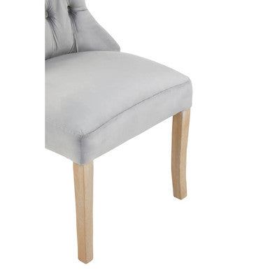 Grey Velvet Buttoned Dining Chair | Kensington Townhouse