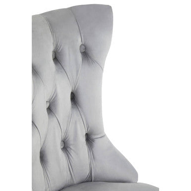 Grey Velvet Buttoned Dining Chair | Kensington Townhouse