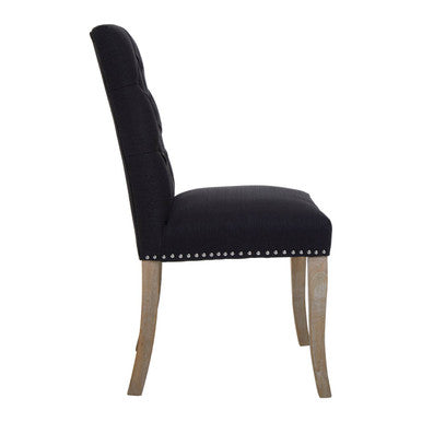 Black Linen Dining Chair with Wooden Legs | Kensington Townhouse