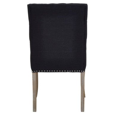 Black Linen Dining Chair with Wooden Legs | Kensington Townhouse