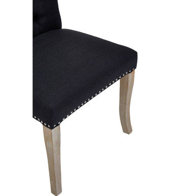 Black Linen Dining Chair with Wooden Legs | Kensington Townhouse