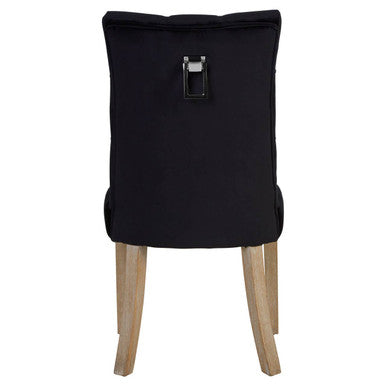 Black Buttoned Dining Chair with Antique Legs | Kensington Townhouse