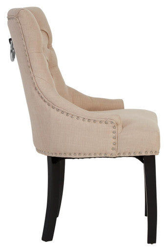 Natural Linen Dining Chair with Dark Legs | Kensington Townhouse