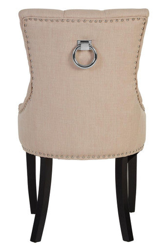 Natural Linen Dining Chair with Dark Legs | Kensington Townhouse