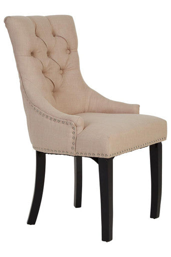 Natural Linen Dining Chair with Dark Legs | Kensington Townhouse