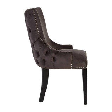 Grey Velvet Button Tufted Dining Chair | Kensington Townhouse
