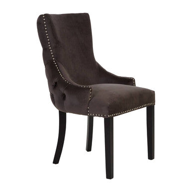 Grey Velvet Button Tufted Dining Chair | Kensington Townhouse