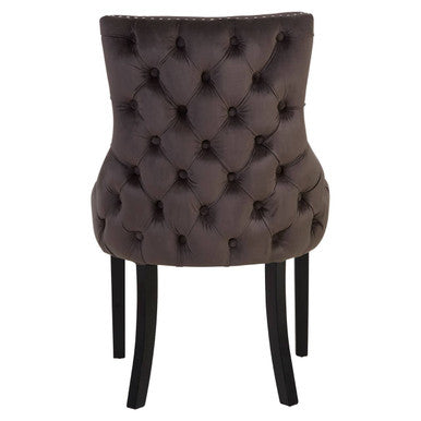 Grey Velvet Button Tufted Dining Chair | Kensington Townhouse