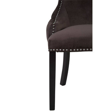 Grey Velvet Button Tufted Dining Chair | Kensington Townhouse