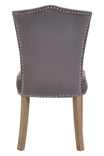 Grey Velvet Dining Chair with Antique Legs | Kensington Townhouse