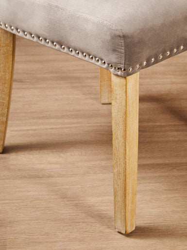 Grey Velvet Dining Chair with Antique Legs | Kensington Townhouse